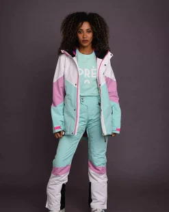 Women OOSC Snow Jackets>1080 Women'S Ski & Snowboard Jacket - Pastel Pink, White & Pastel Mint