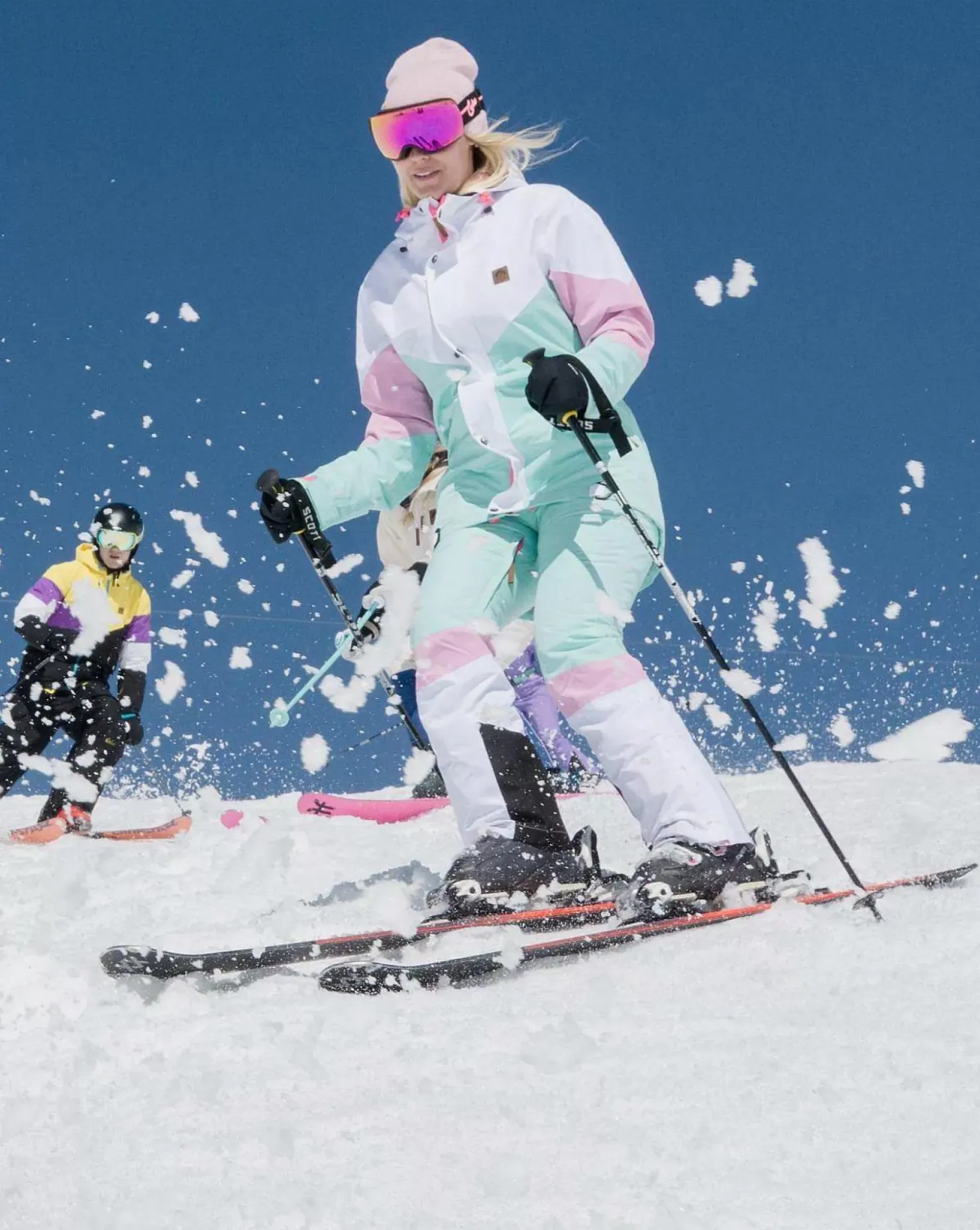 Women OOSC Snow Jackets>1080 Women'S Ski & Snowboard Jacket - Pastel Pink, White & Pastel Mint