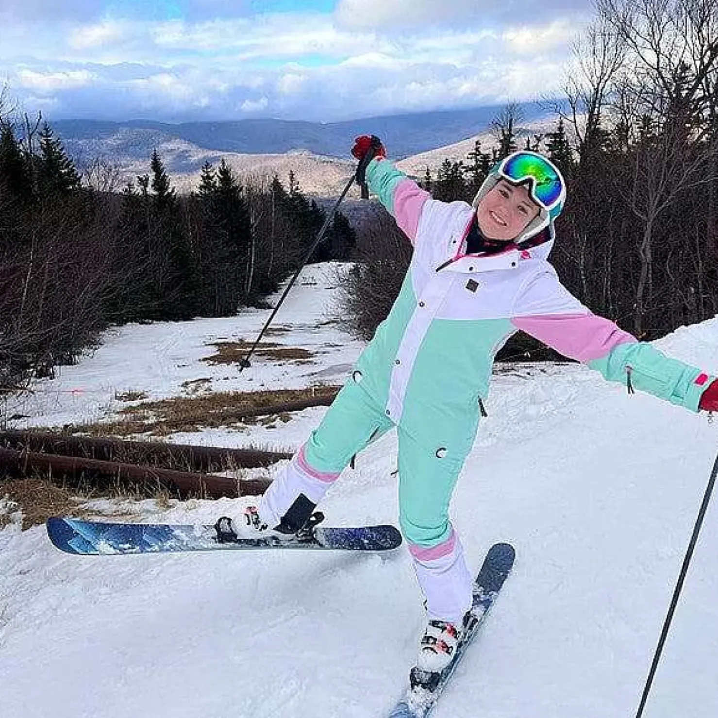 Women OOSC Snow Jackets>1080 Women'S Ski & Snowboard Jacket - Pastel Pink, White & Pastel Mint
