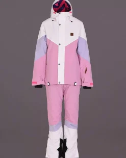 Women OOSC 1080 Jackets & Pants>1080 Women'S Ski & Snowboard Jacket - Pastel Pink, White & Pastel Purple