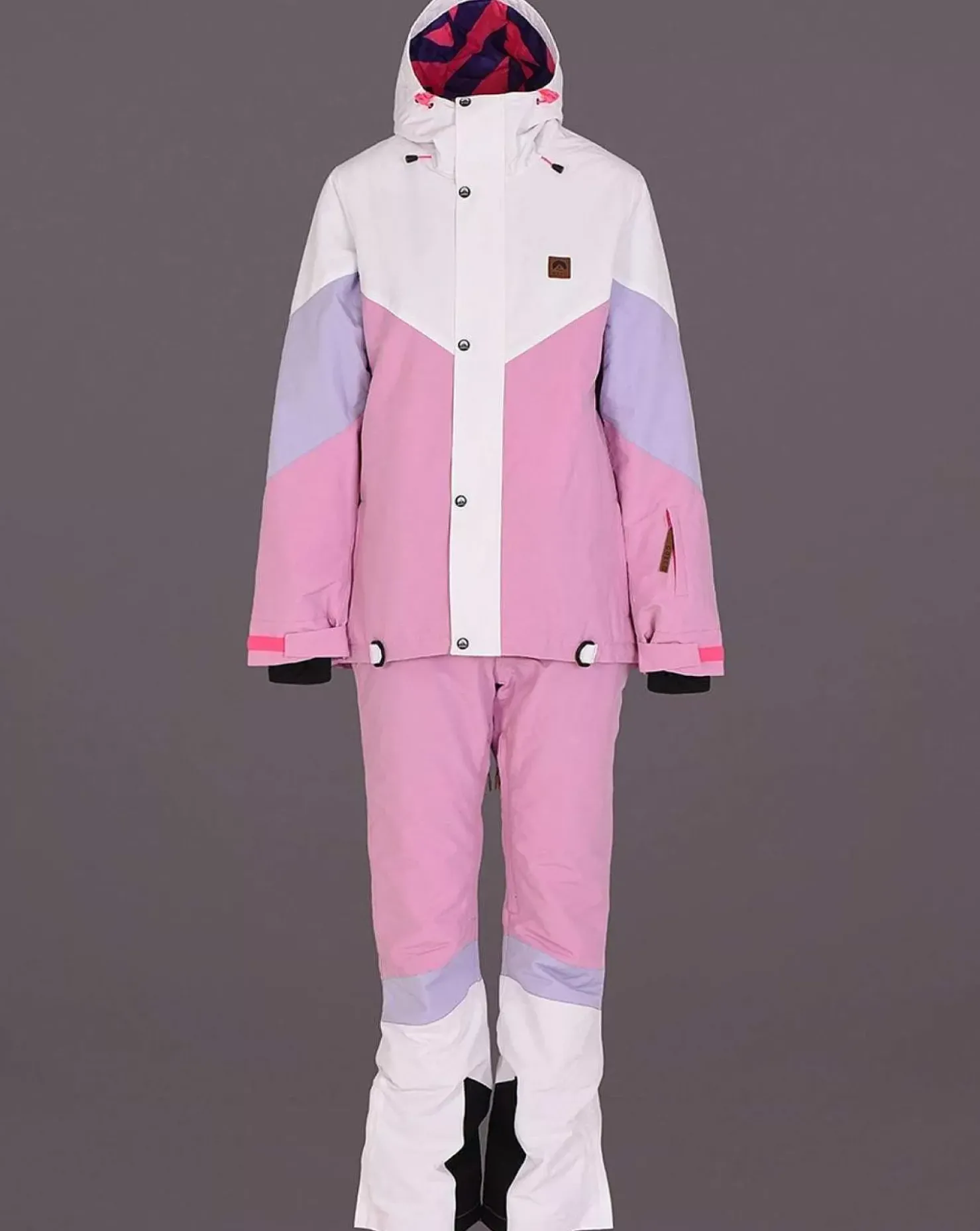 Women OOSC 1080 Jackets & Pants>1080 Women'S Ski & Snowboard Jacket - Pastel Pink, White & Pastel Purple