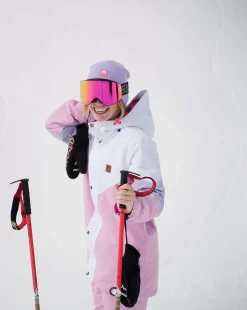 Women OOSC 1080 Jackets & Pants>1080 Women'S Ski & Snowboard Jacket - Pastel Pink, White & Pastel Purple
