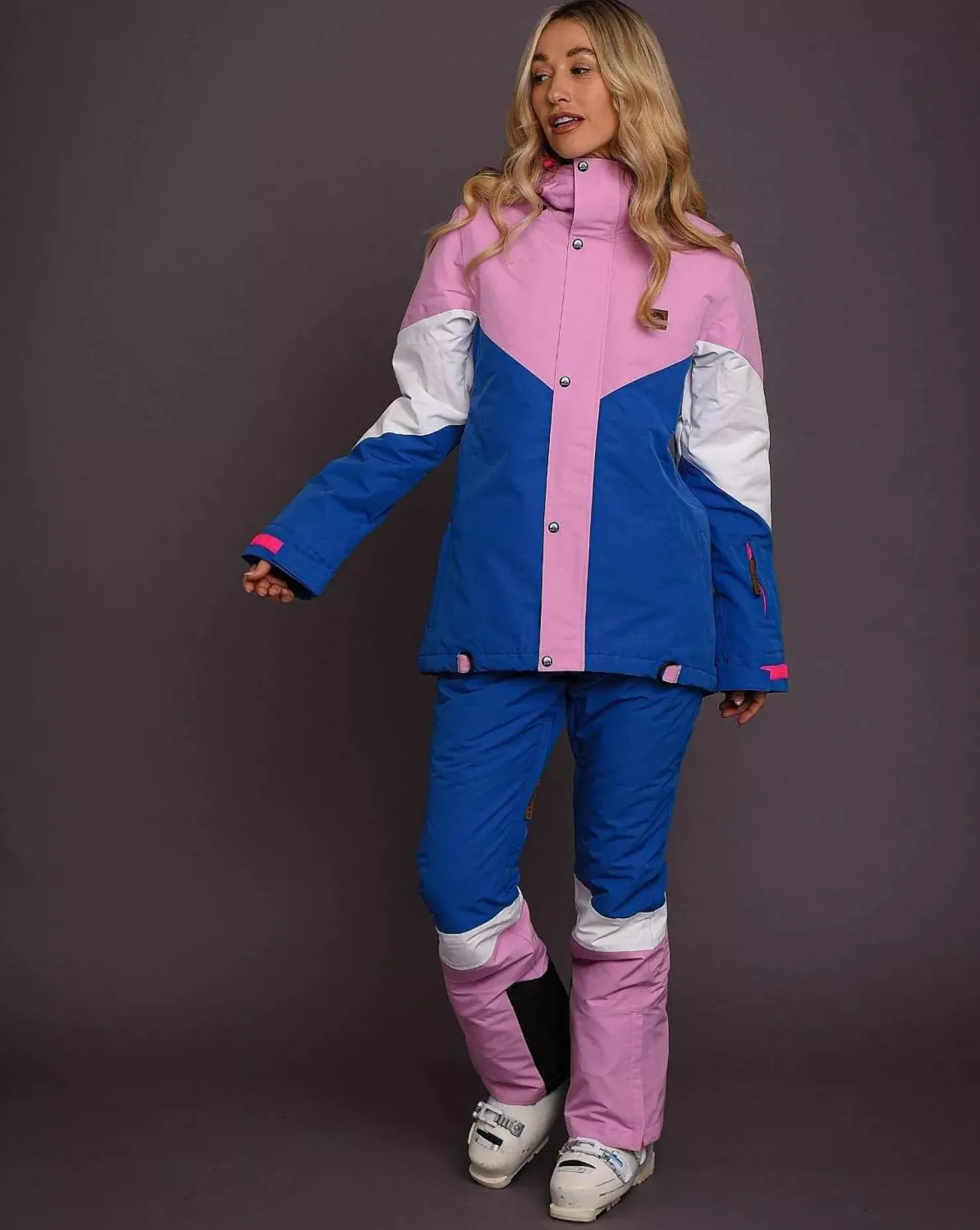 Women OOSC 1080 Jackets & Pants>1080 Women'S Ski & Snowboard Jacket - Pastel Pink, White & Blue