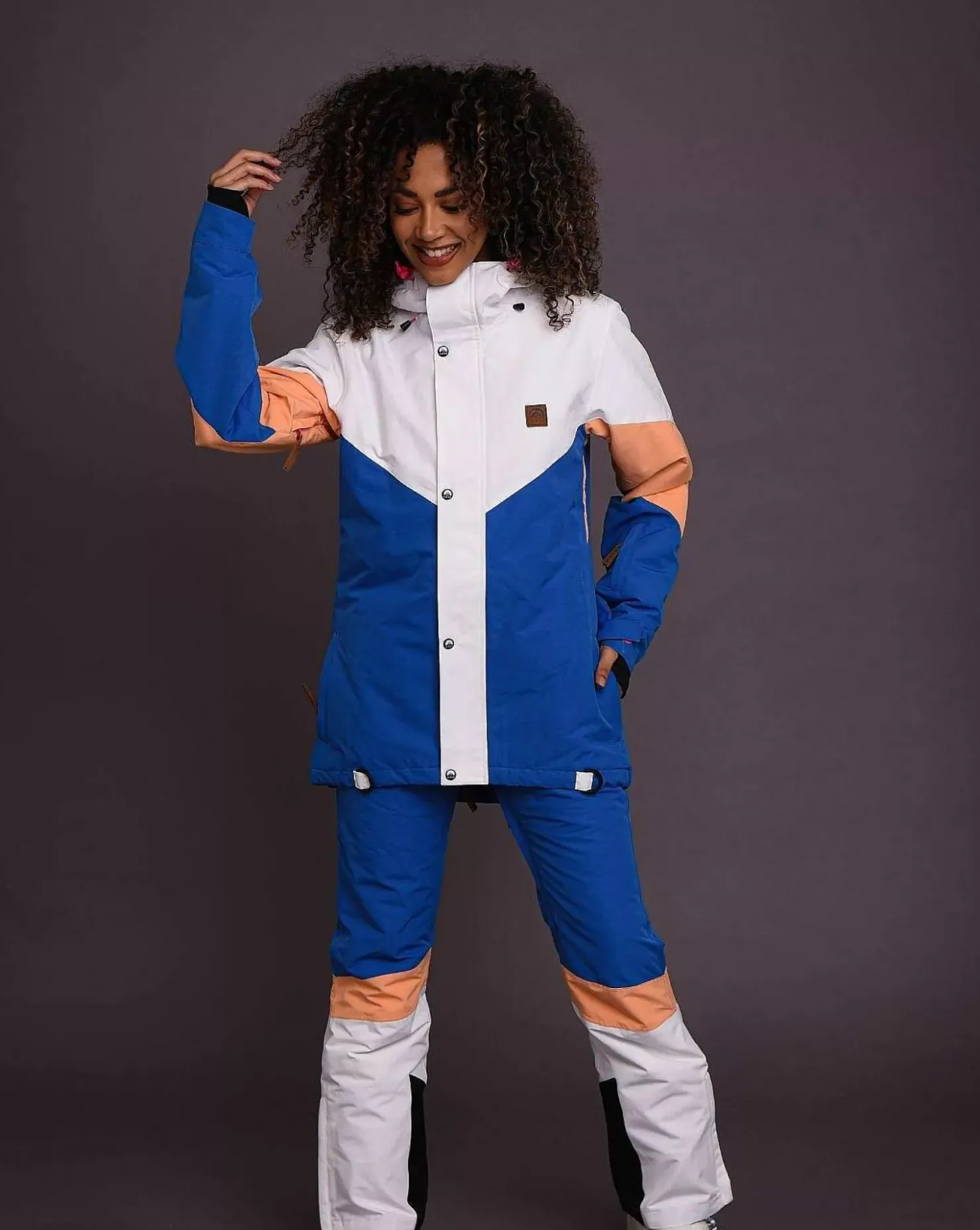 Women OOSC Snow Jackets>1080 Women'S Ski & Snowboard Jacket - Pastel Peach, White & Blue