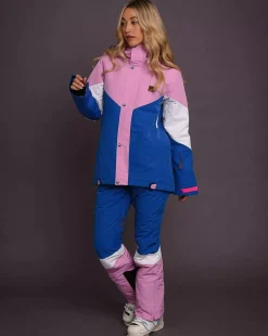 Women OOSC Snow Jackets>1080 Women'S Ski & Snowboard Jacket - Pastel Pink, White & Blue