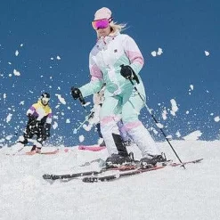 Women OOSC 1080 Jackets & Pants>1080 Women'S Ski & Snowboard Pant - Pastel Pink, White & Pastel Mint