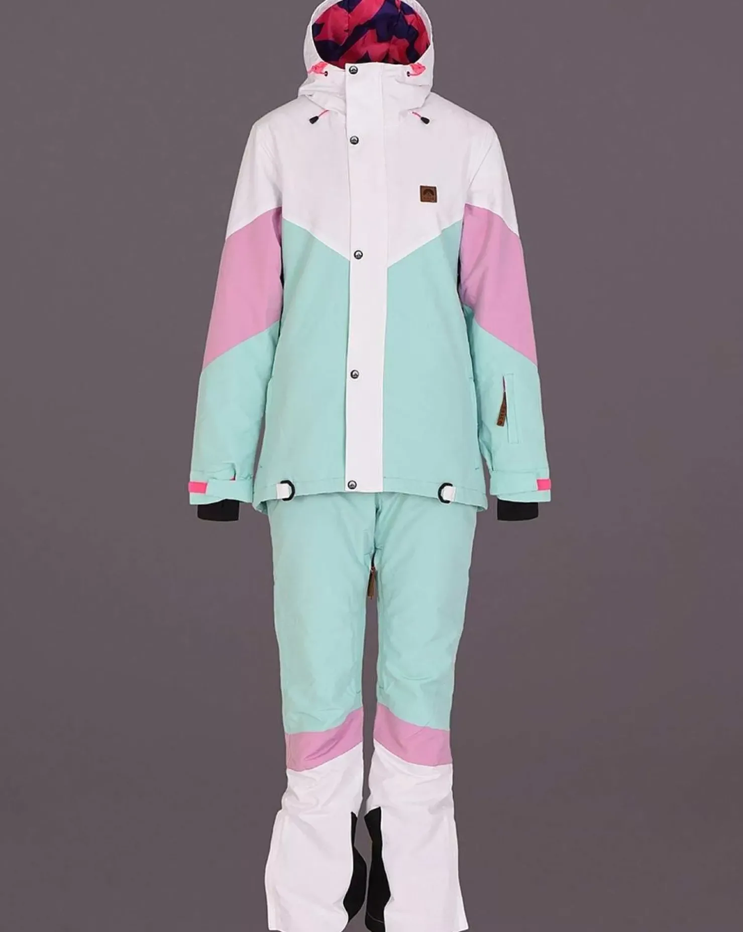 Women OOSC 1080 Jackets & Pants>1080 Women'S Ski & Snowboard Pant - Pastel Pink, White & Pastel Mint
