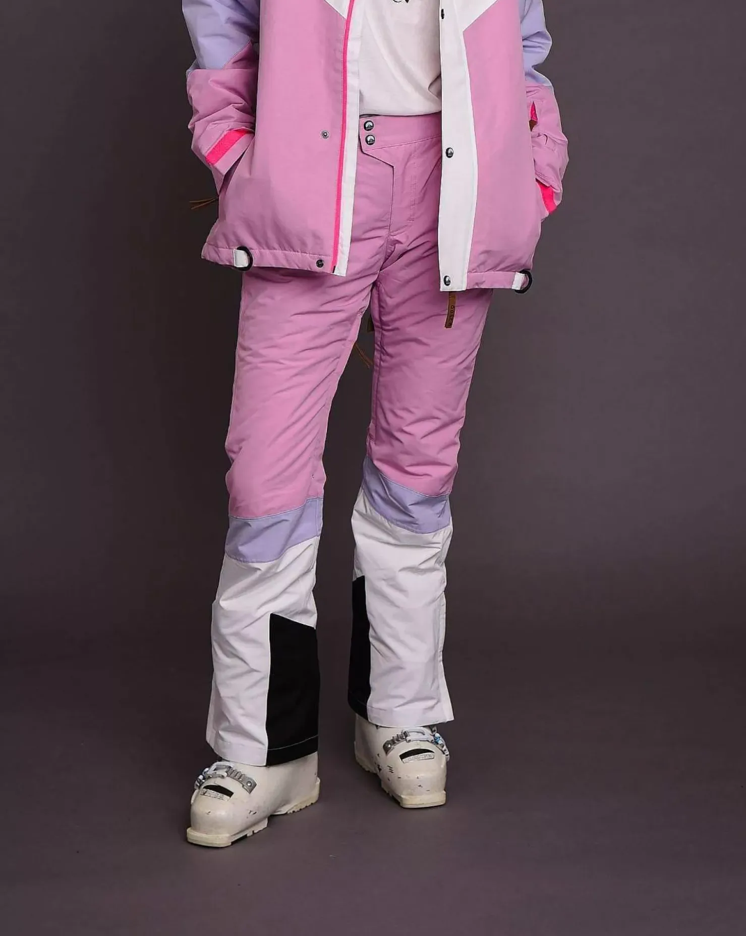 Women OOSC 1080 Jackets & Pants>1080 Women'S Ski & Snowboard Pant - Pastel Pink, White & Pastel Purple