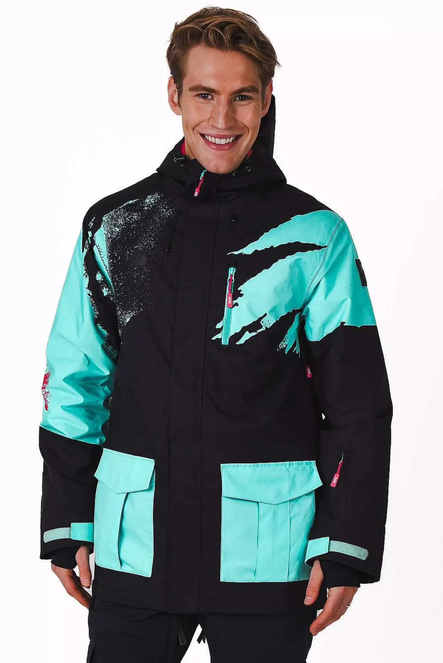 Men OOSC Snow Jackets>Afterparty Jacket Black & Mint Men'S