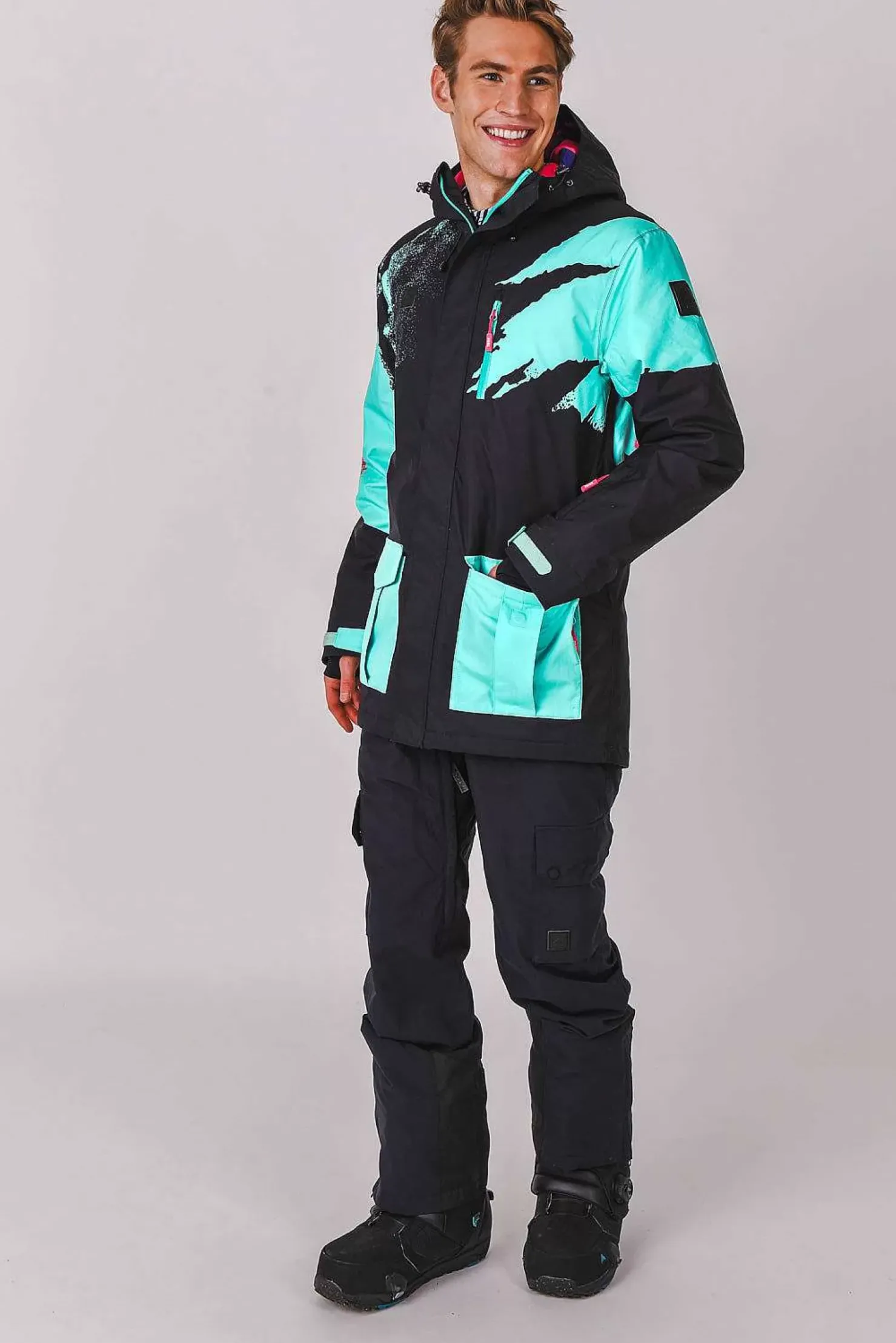 Men OOSC Snow Jackets>Afterparty Jacket Black & Mint Men'S