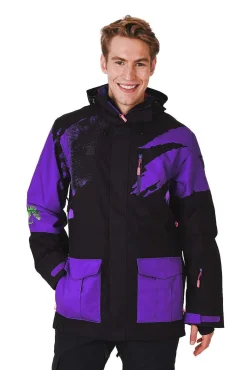 Men OOSC Snow Jackets>Afterparty Jacket Black & Purple Men'S