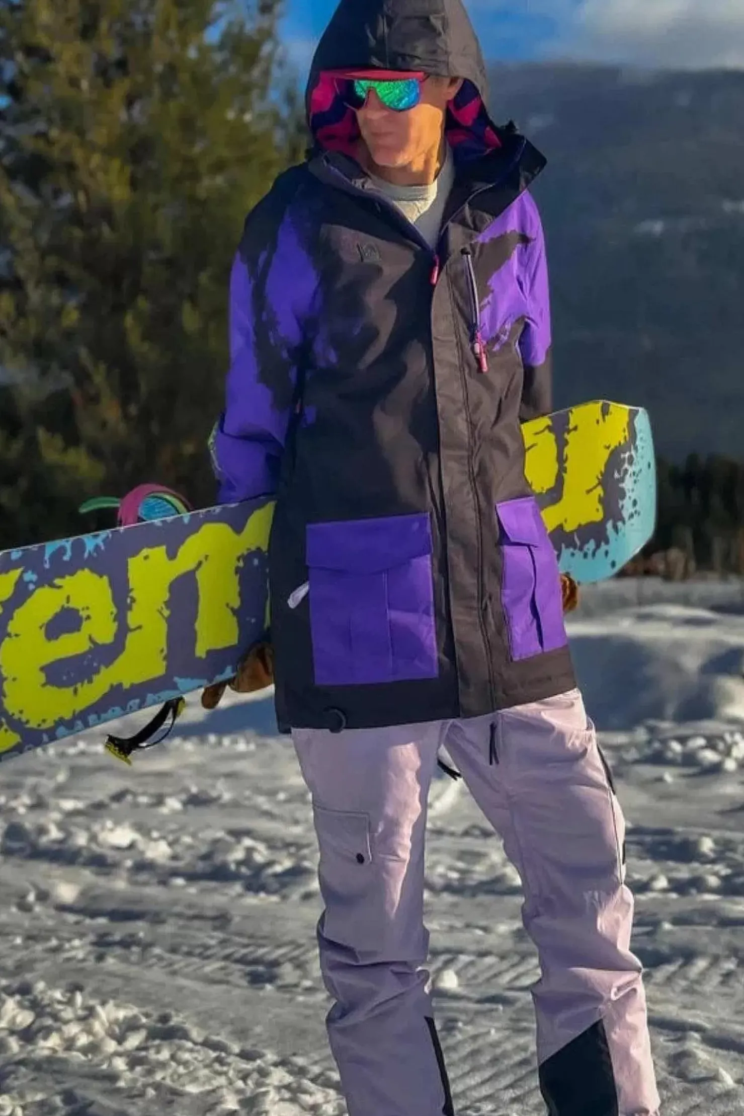 Men OOSC Snow Jackets>Afterparty Jacket Black & Purple Men'S