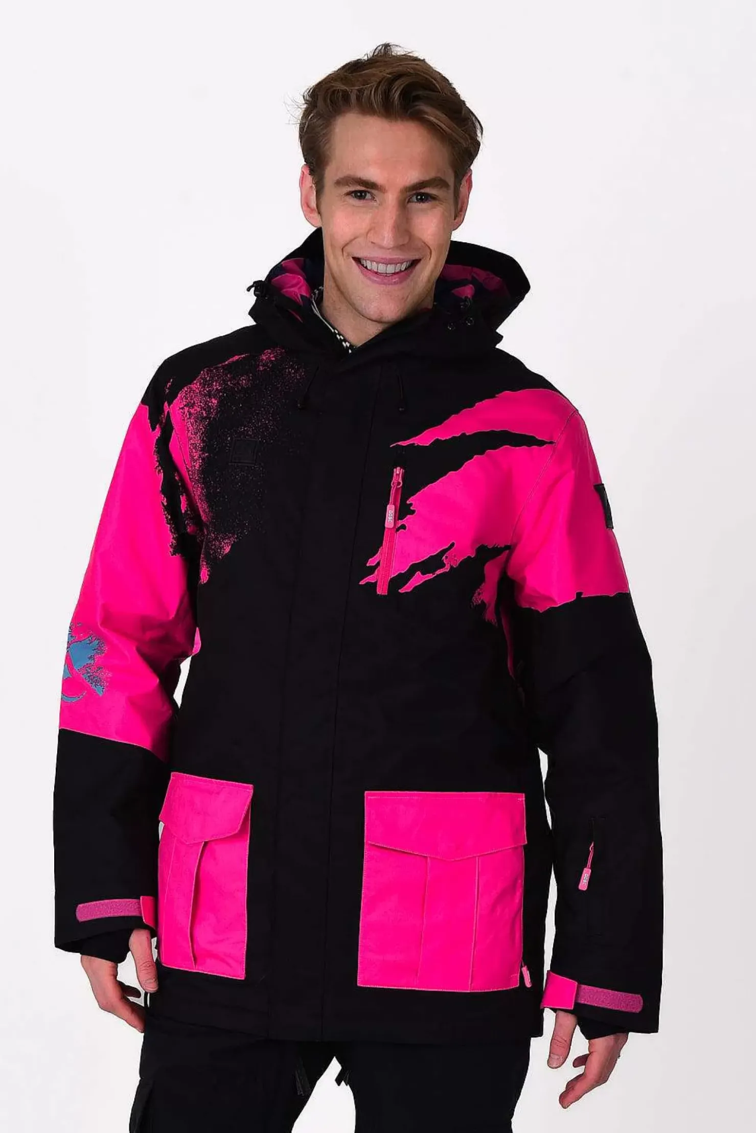 Men OOSC Snow Jackets>Afterparty Jacket Black & Pink Men'S