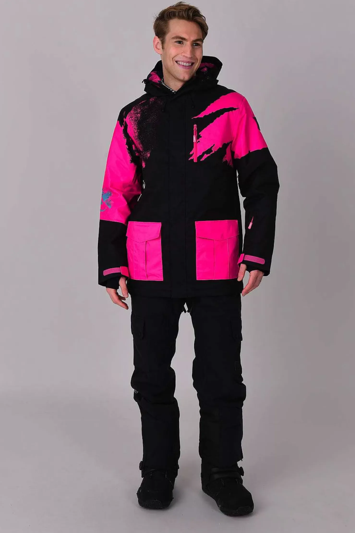 Men OOSC Snow Jackets>Afterparty Jacket Black & Pink Men'S