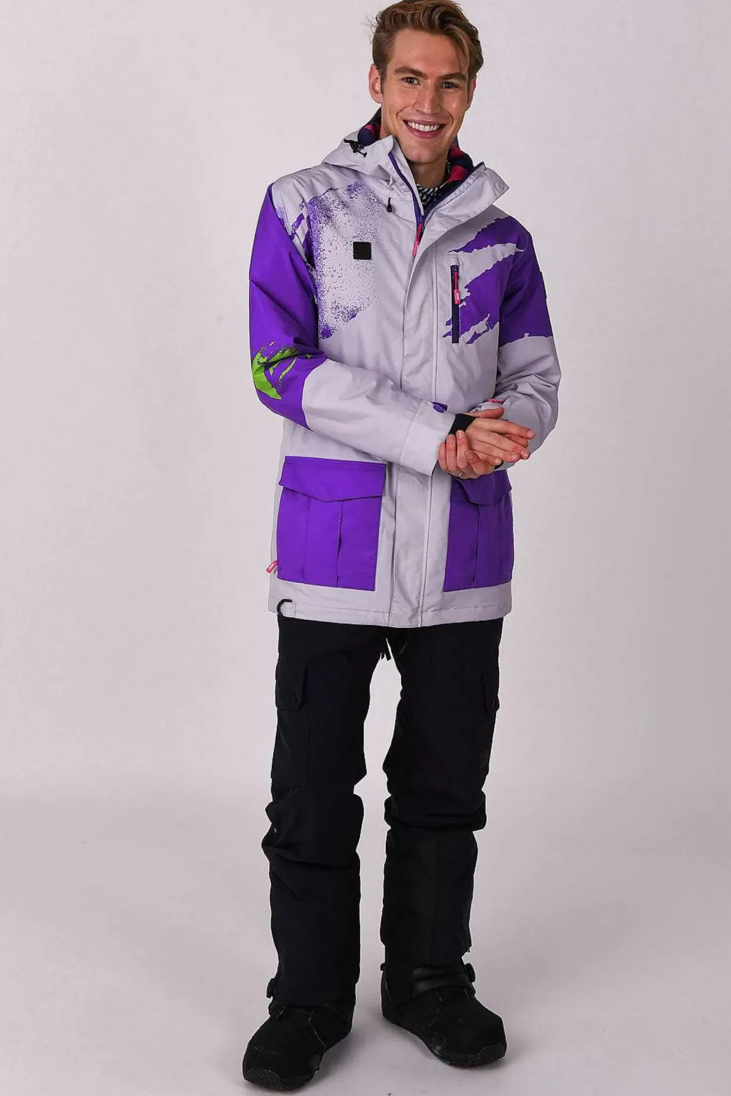 Men OOSC Snow Jackets>Afterparty Jacket Grey & Purple Men'S