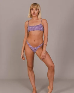 Women OOSC Bikinis>Checkmate Lace Up Crop Bikini Top