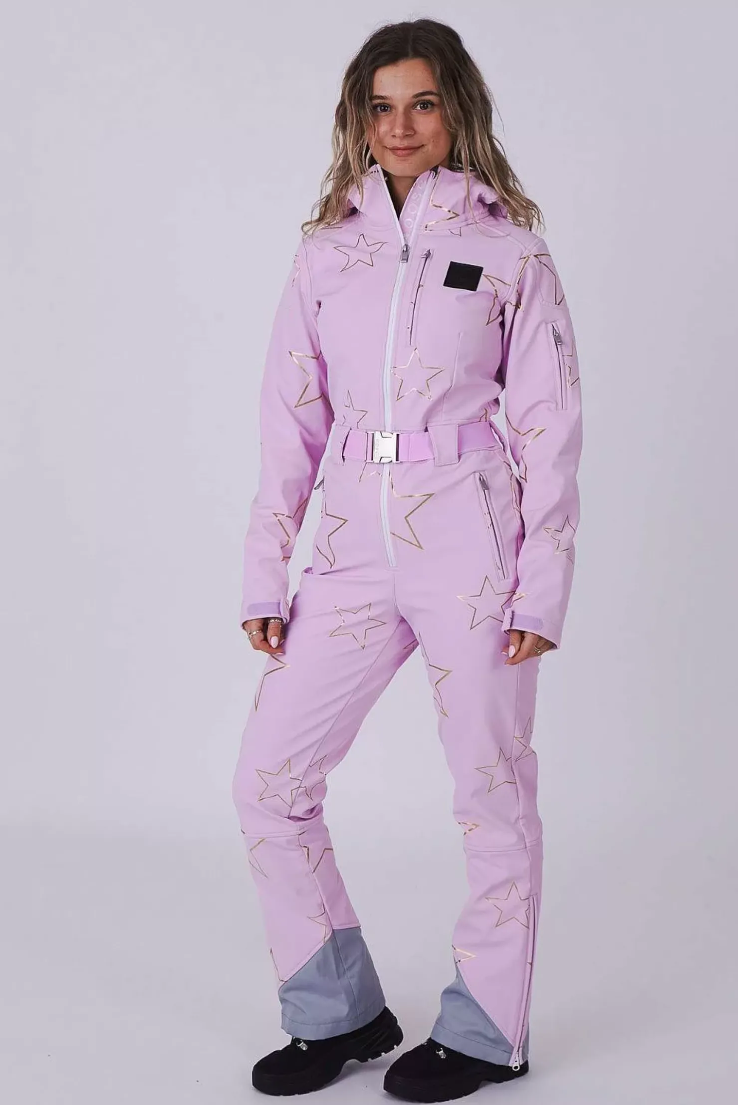 Women OOSC Ski Suits>Chic Ski Suit - Pink With Gold Stars