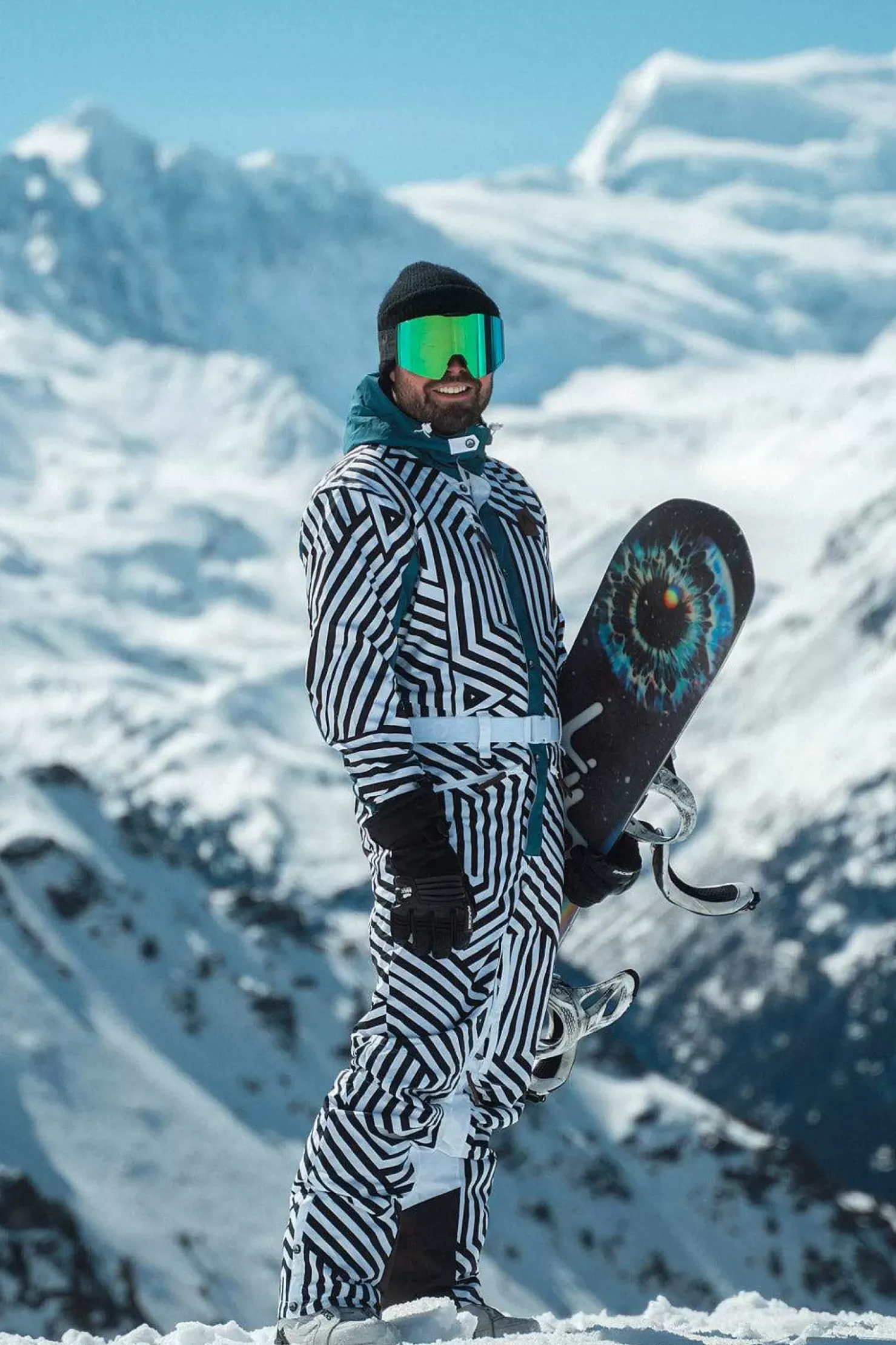 Men OOSC Ski Suits>Fall Line Black & White Men'S Ski Suit