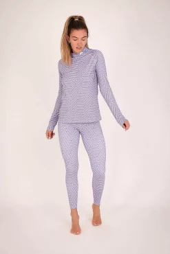 Women OOSC Baselayers>Fall Line Purple & Grey Womens Baselayer Top