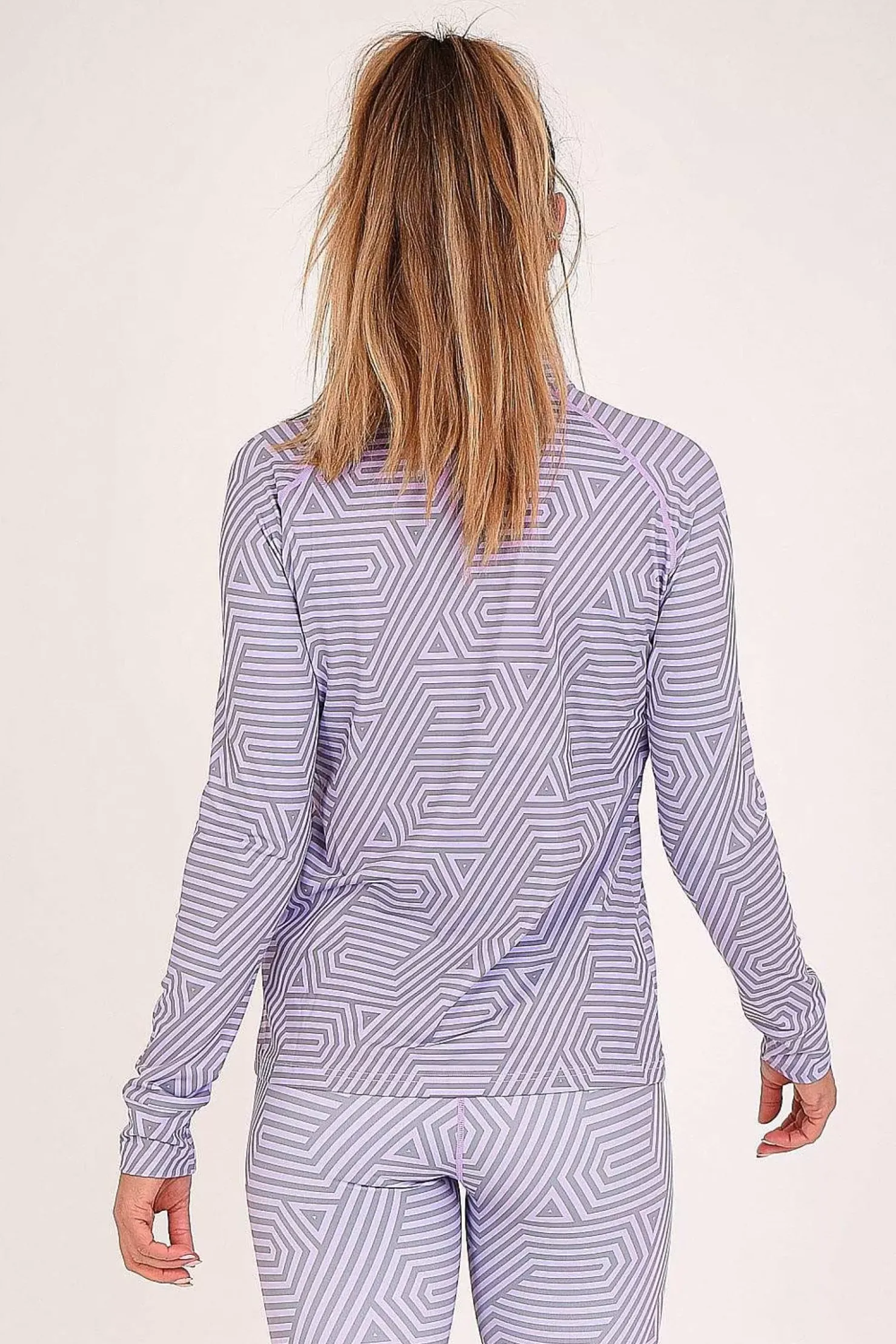 Women OOSC Baselayers>Fall Line Purple & Grey Womens Baselayer Top