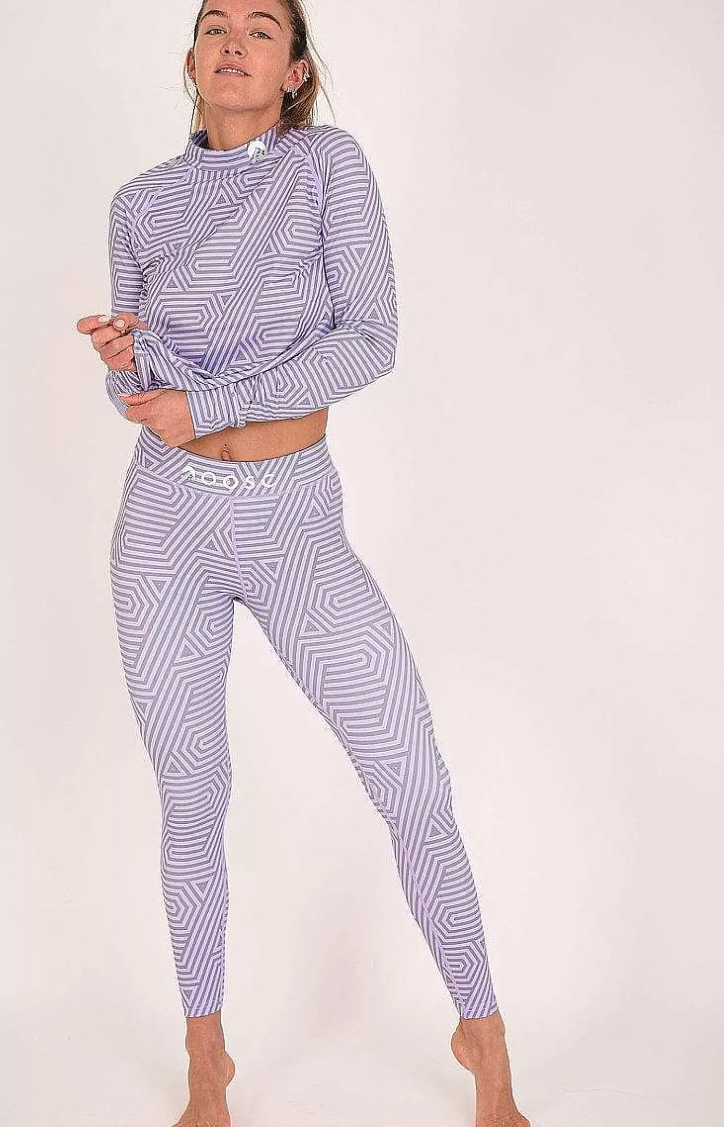 Women OOSC Baselayers>Fall Line Purple & Grey Womens Baselayer Top