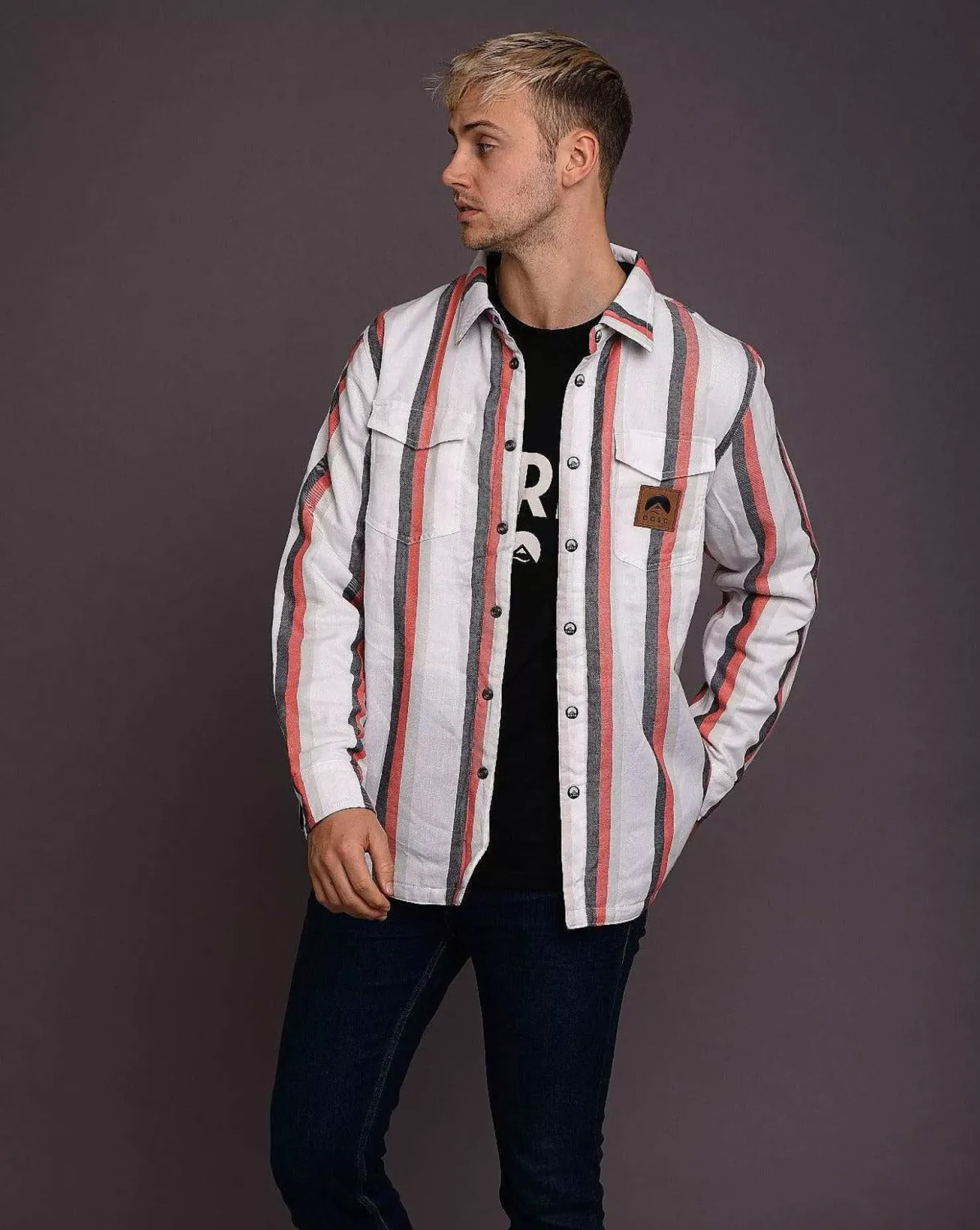 Men OOSC Insulated Jackets>Fresh Pow Men'S Reversible Mid-Layer Jacket - White, Red, Black & Grey
