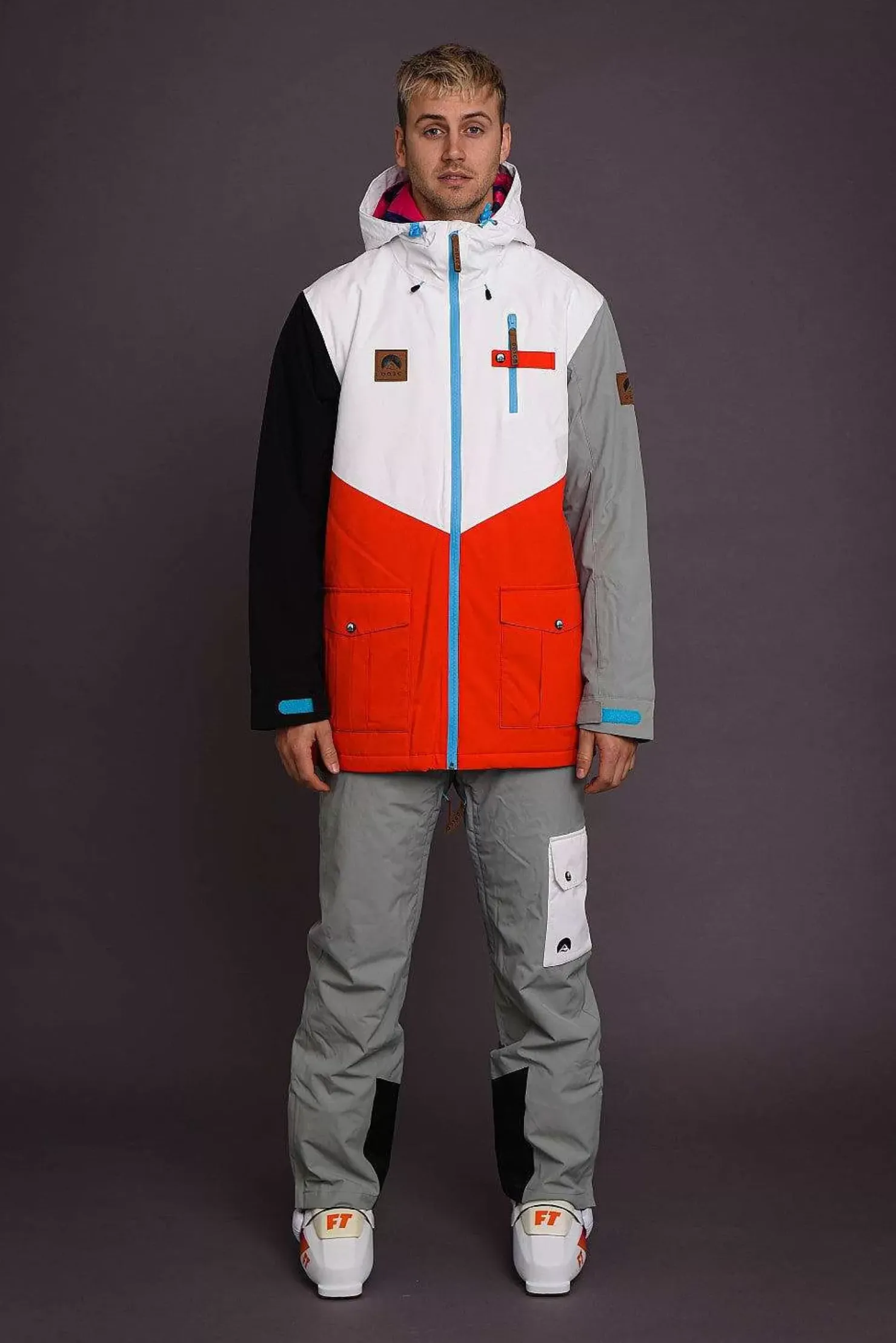 Men OOSC Snow Jackets>Fresh Pow Men'S Ski Snowboard Jacket - White, Red, Black & Grey
