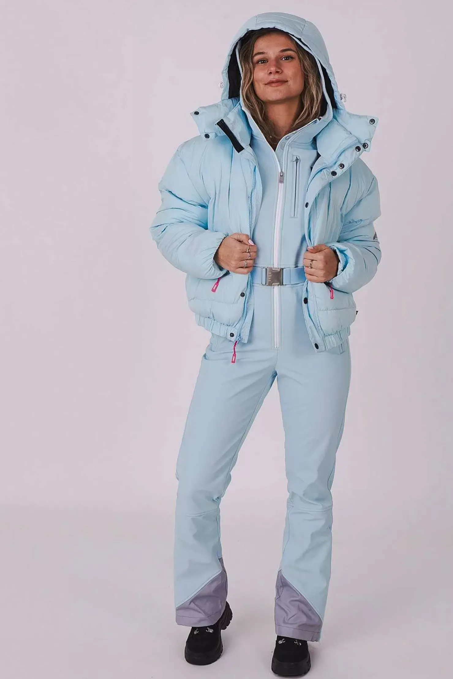 Women OOSC Snow Jackets>Ice Blue Chic Puffer Jacket