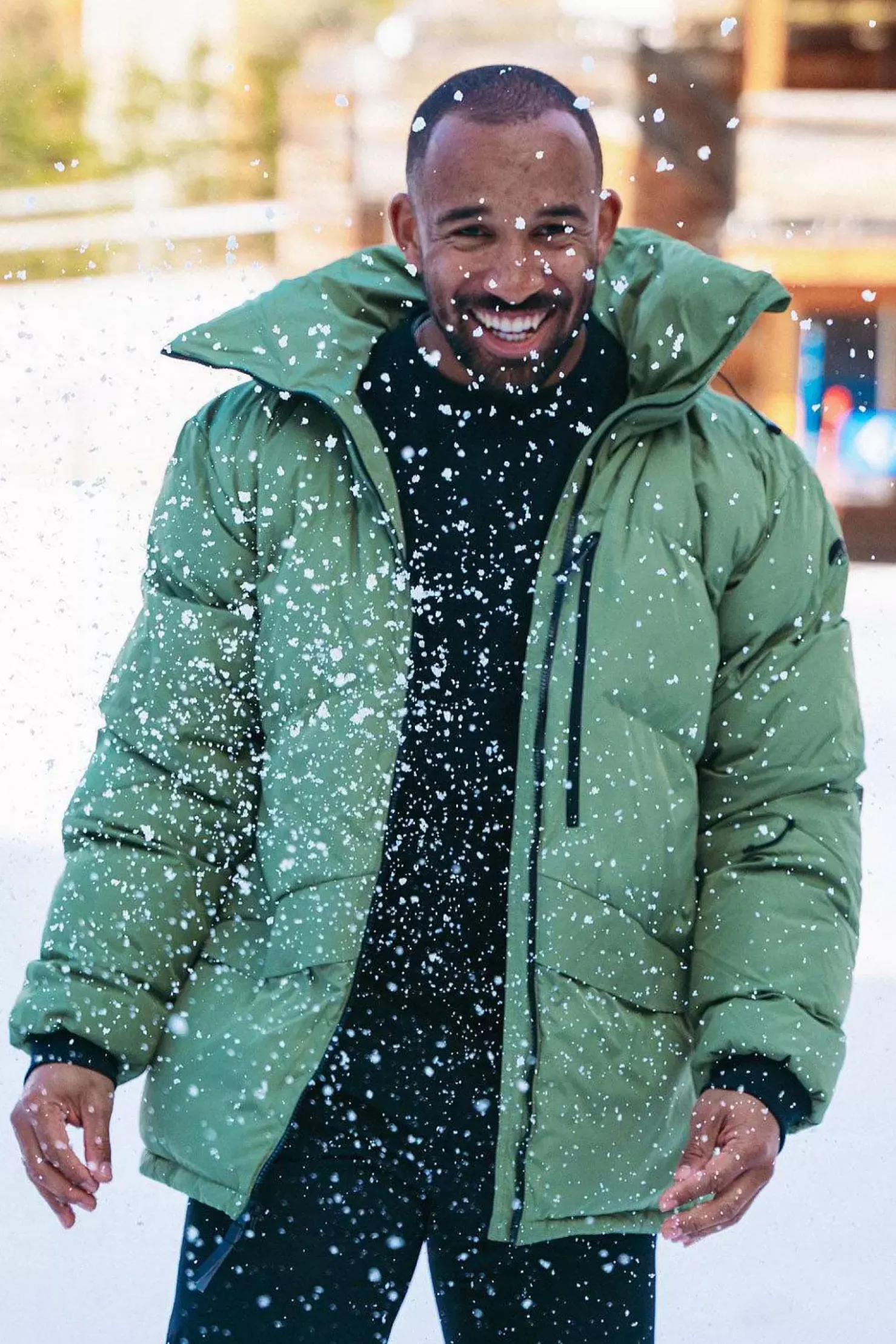 Men OOSC Snow Jackets>Men'S Puffer Jacket Khaki
