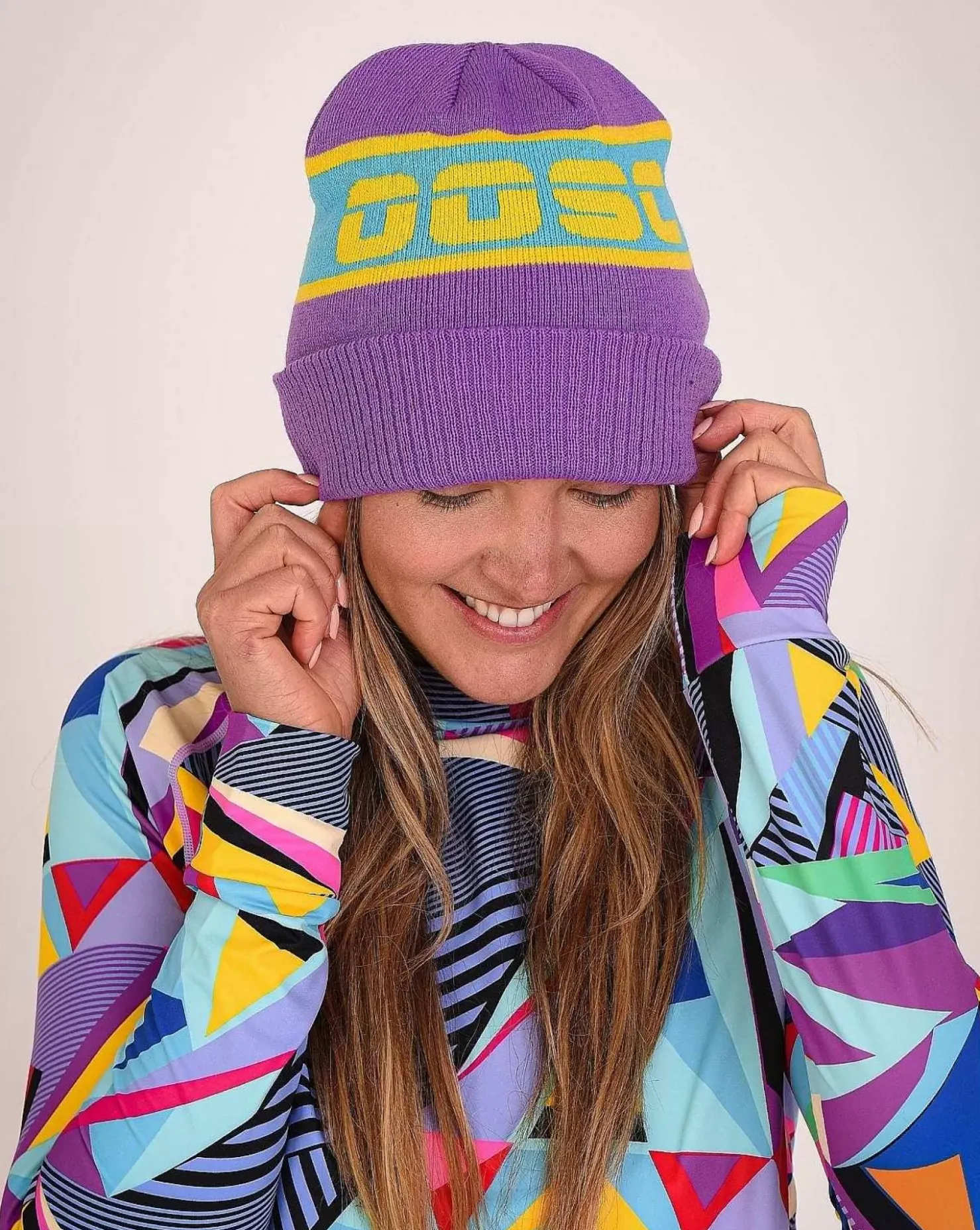 OOSC Beanies>Apres Beanie - Purple, Blue, Yellow