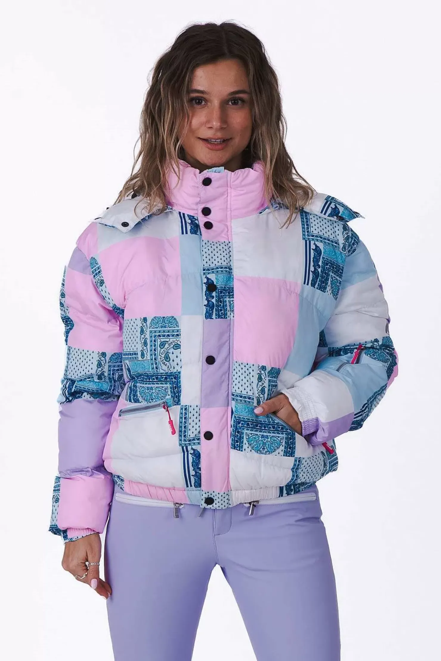 Women OOSC Snow Jackets>Patchwork Chic Puffer Jacket