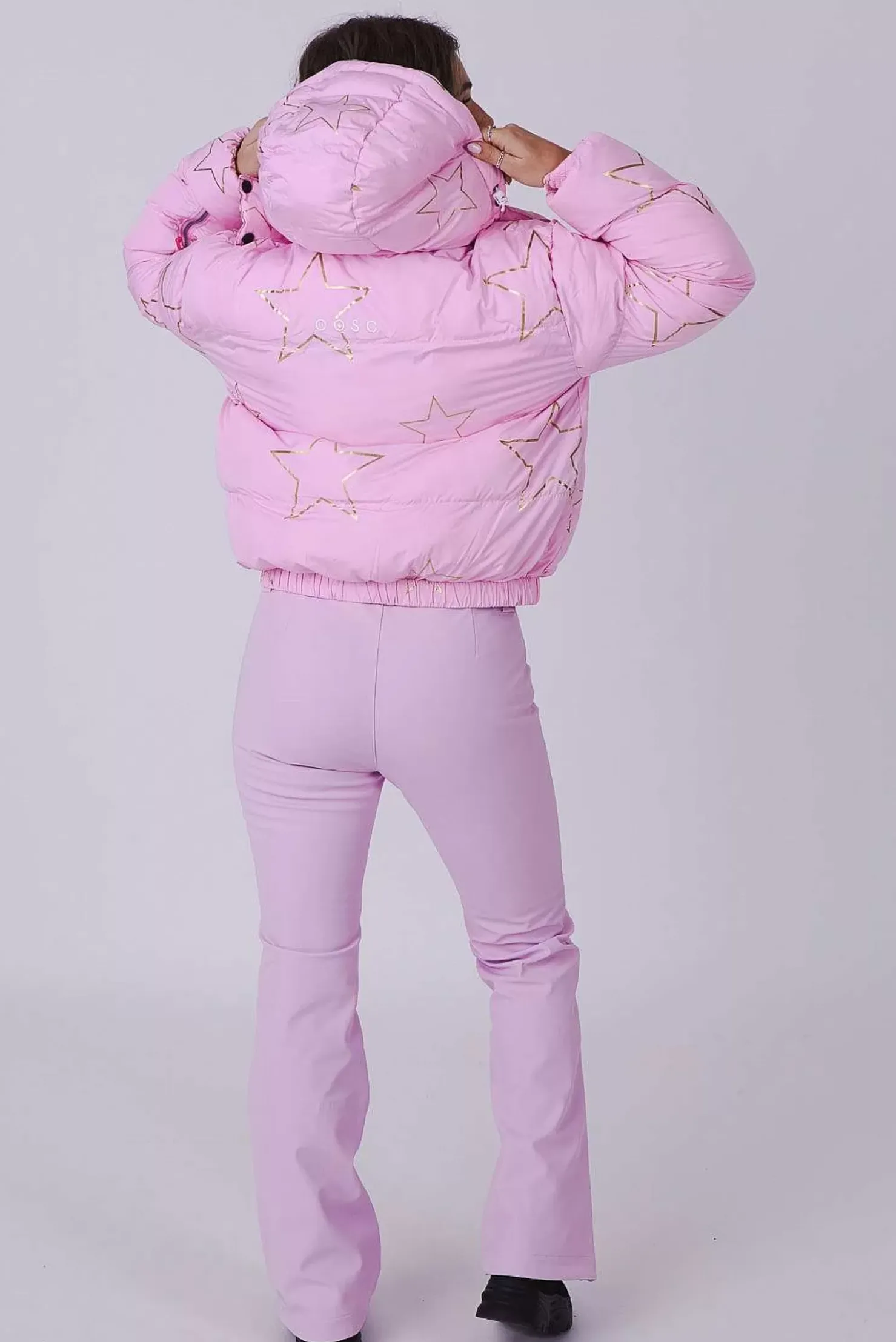 Women OOSC Chic Luxury>Pink With Stars Chic Puffer Jacket
