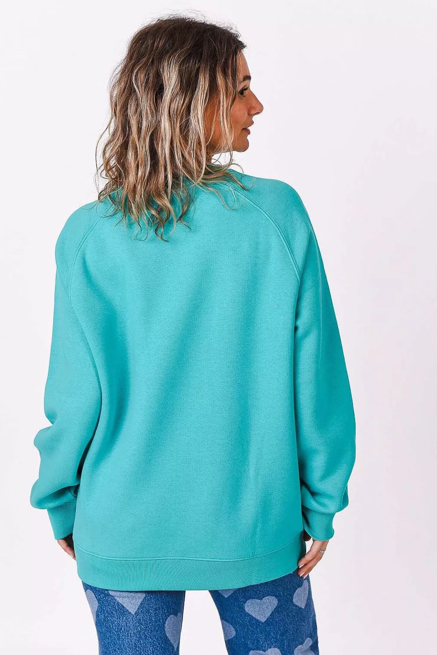Women OOSC Sweats>Powder Club Sweatshirt - Aqua
