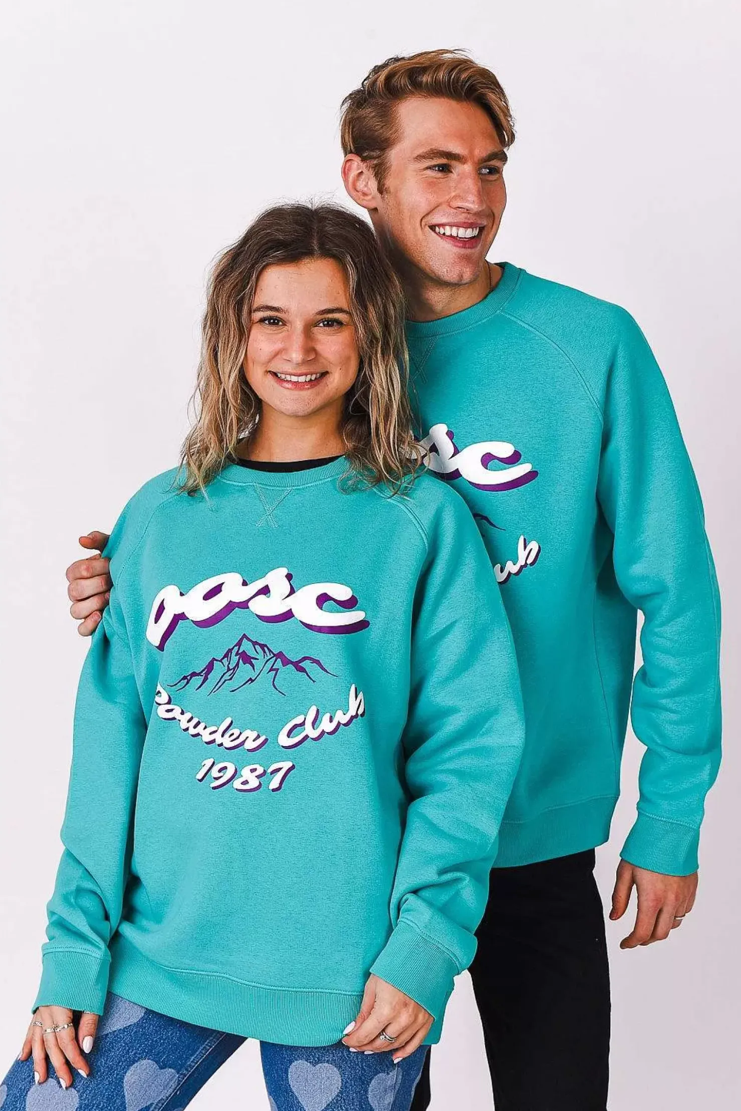 Women OOSC Sweats>Powder Club Sweatshirt - Aqua