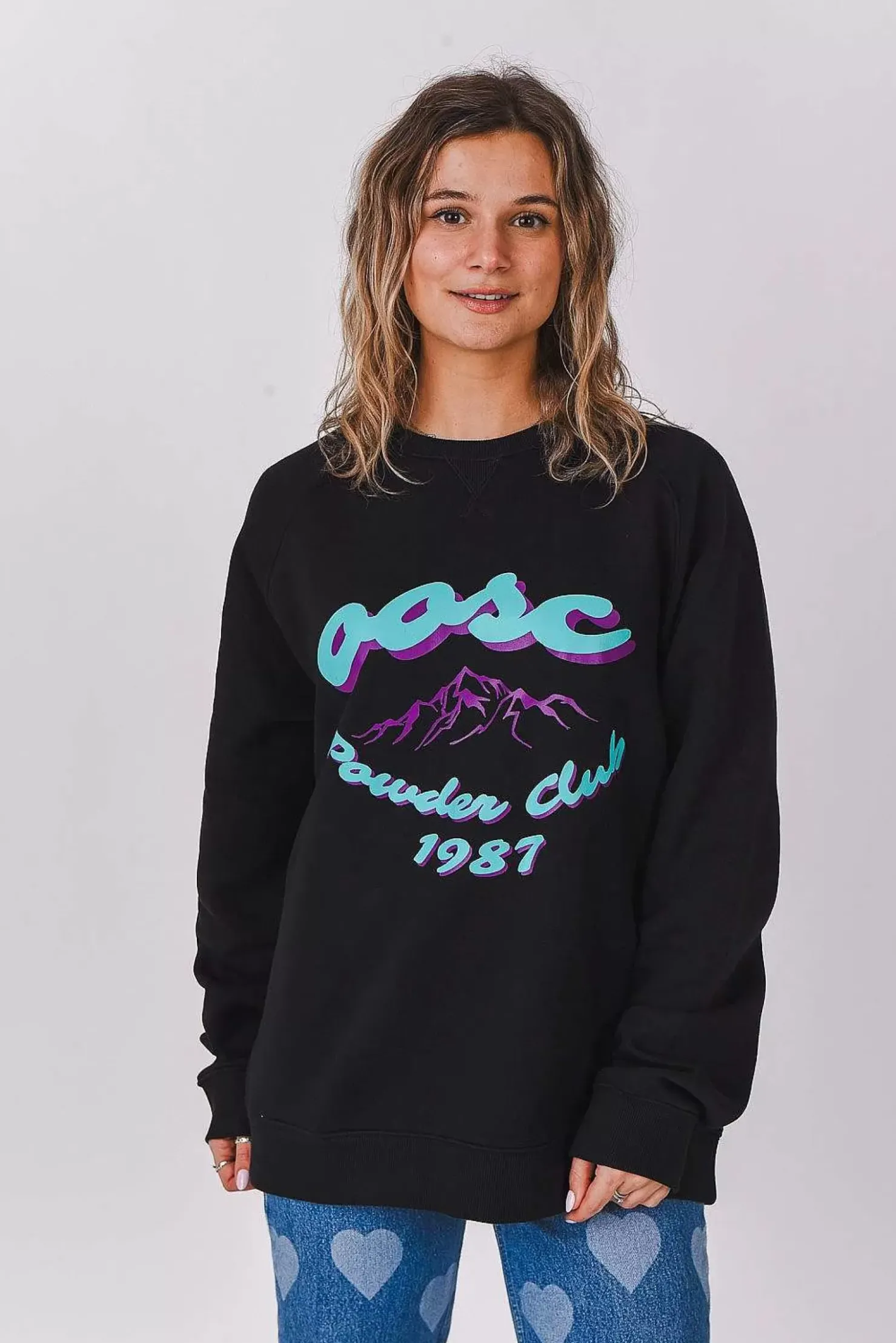 Women OOSC Sweats>Powder Club Sweatshirt - Black