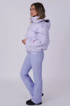 Women OOSC Chic Luxury>Purple Houndstooth Chic Puffer Jacket