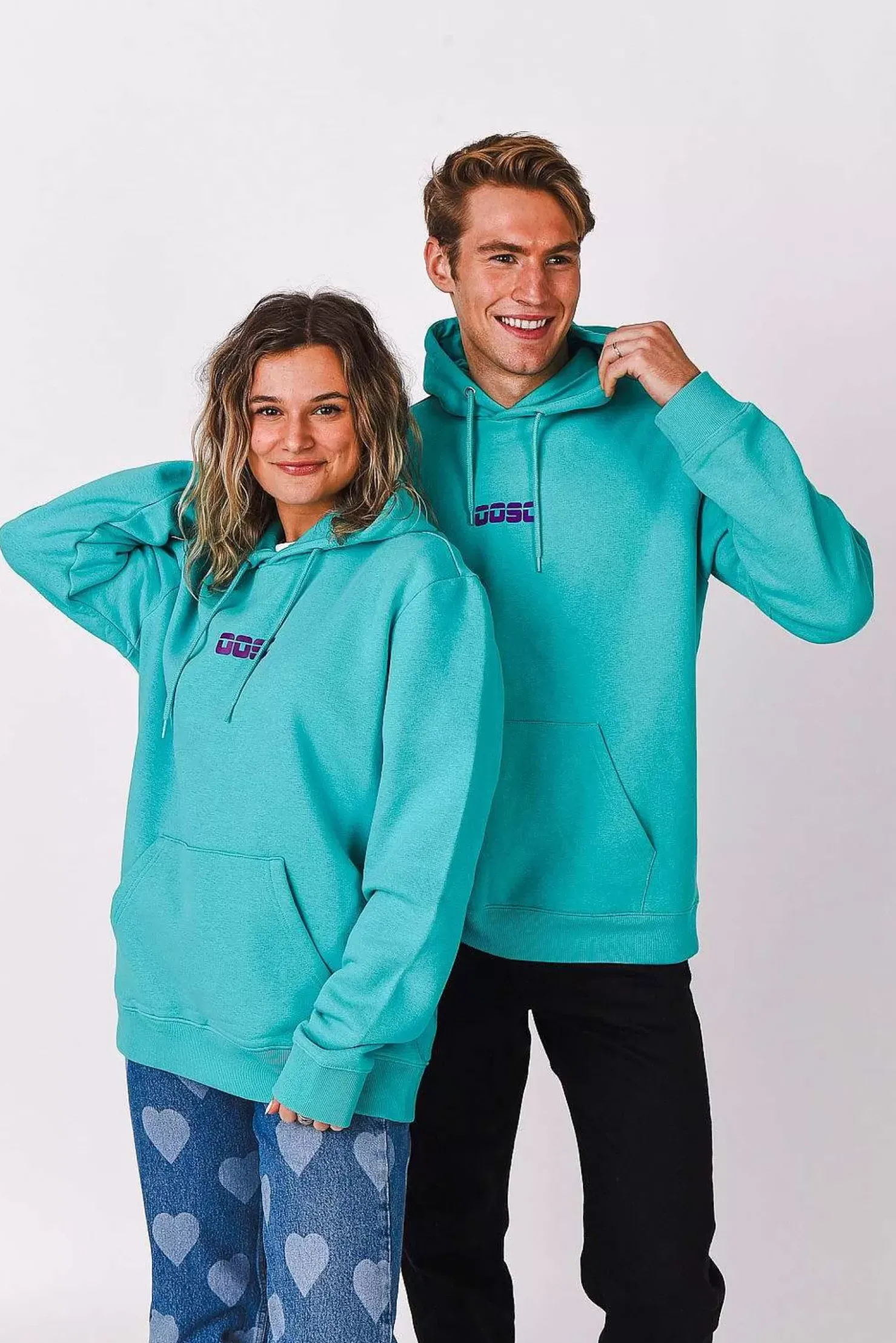 Women OOSC Hoodies>Retro Hoodie - Aqua