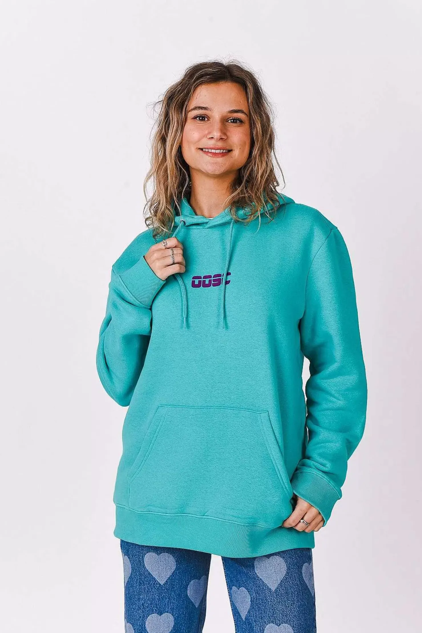 Women OOSC Hoodies>Retro Hoodie - Aqua