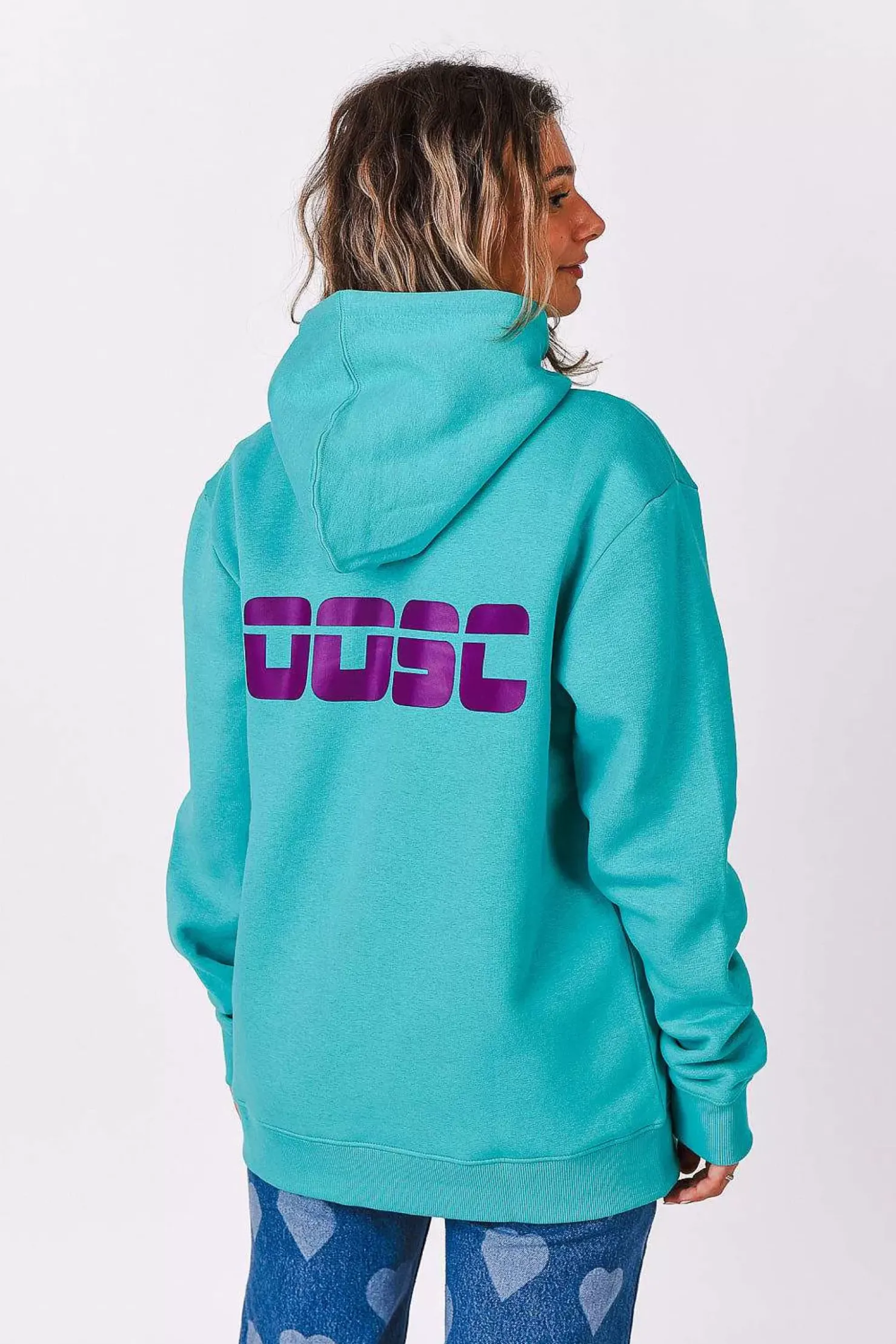 Women OOSC Hoodies>Retro Hoodie - Aqua
