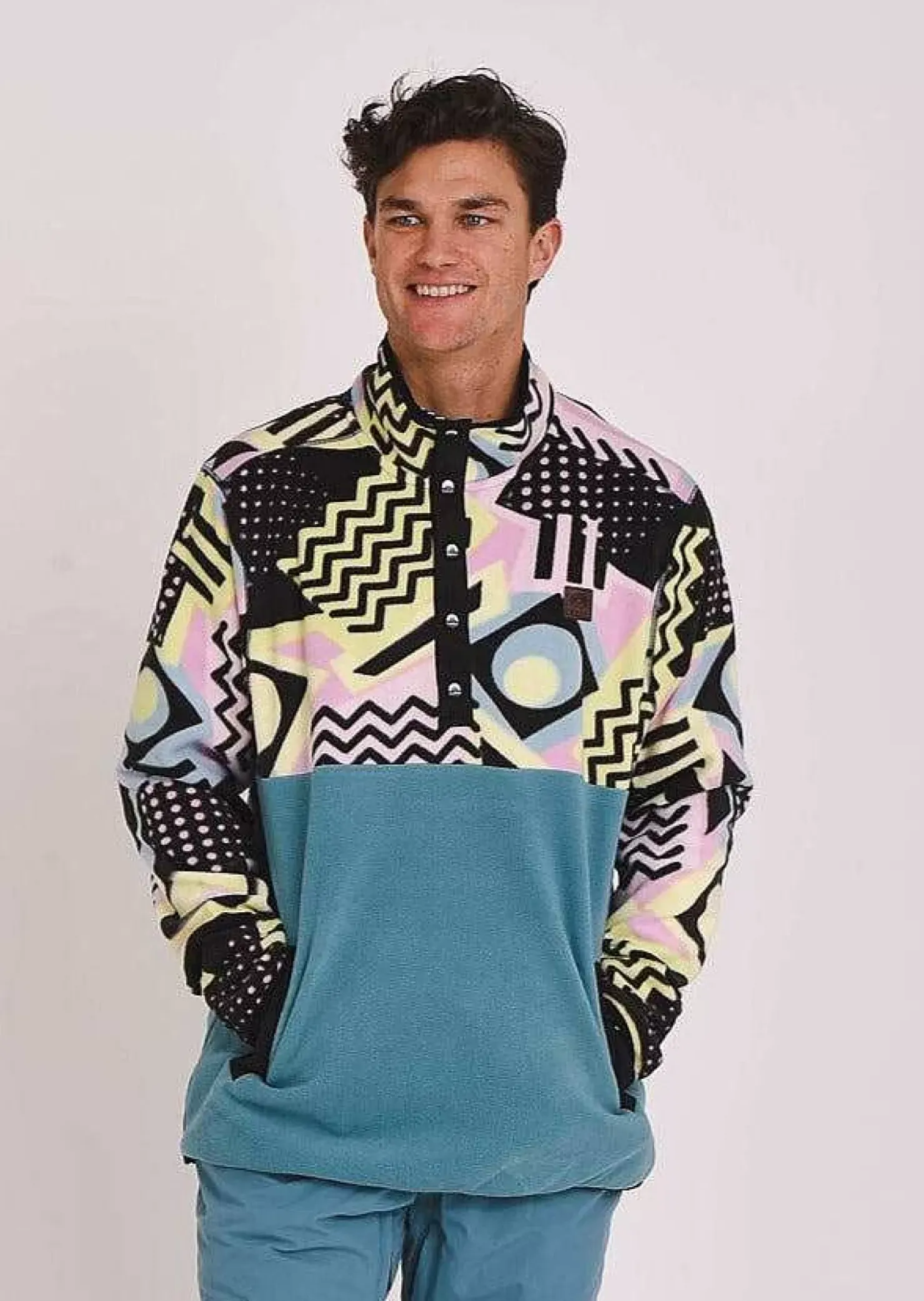 Men OOSC Fleeces>Saved By The Bell Fleece Teal - Men'S
