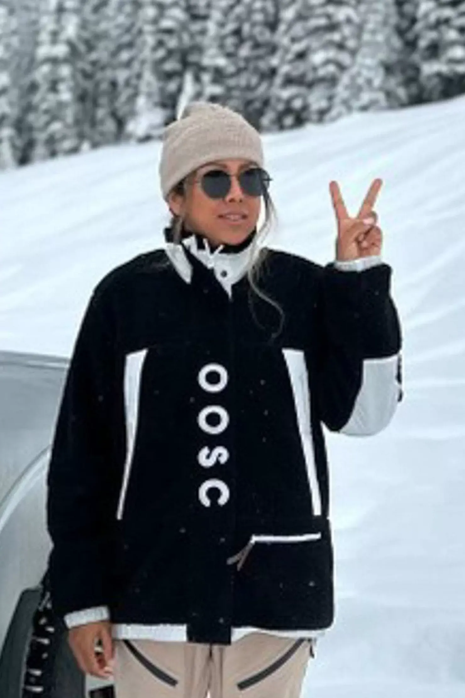 Women OOSC Fleece>Sherpa Fleece Jacket Black / White - Women'S