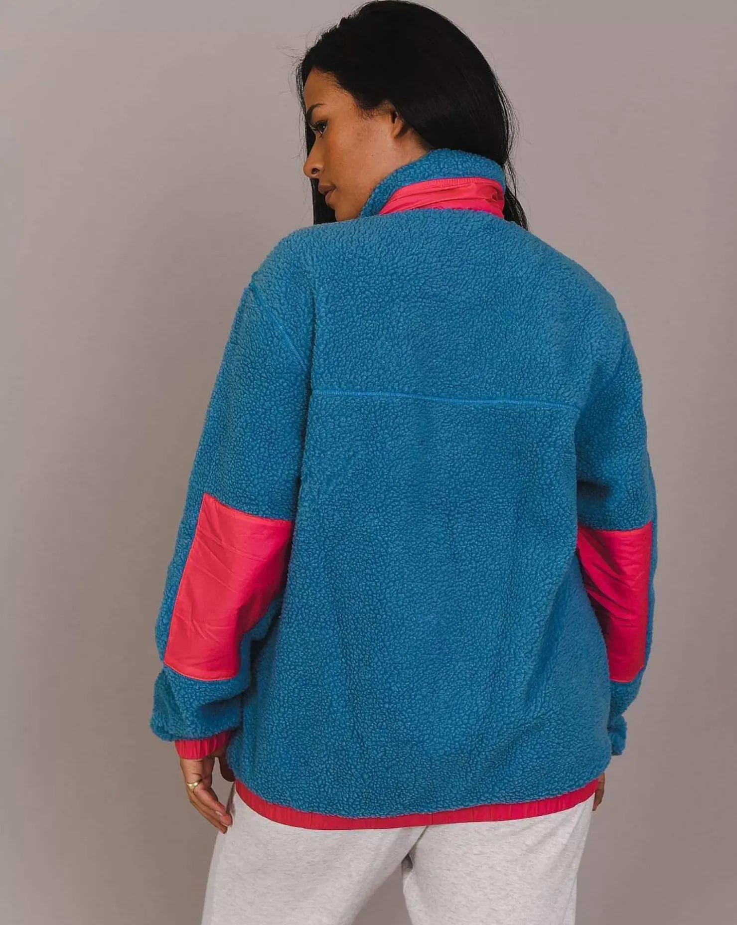 Women OOSC Fleece>Sherpa Fleece Jacket Blue / Pink - Women'S