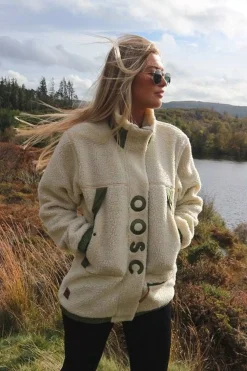 Women OOSC Fleece>Sherpa Fleece Jacket Cream / Khaki - Women'S