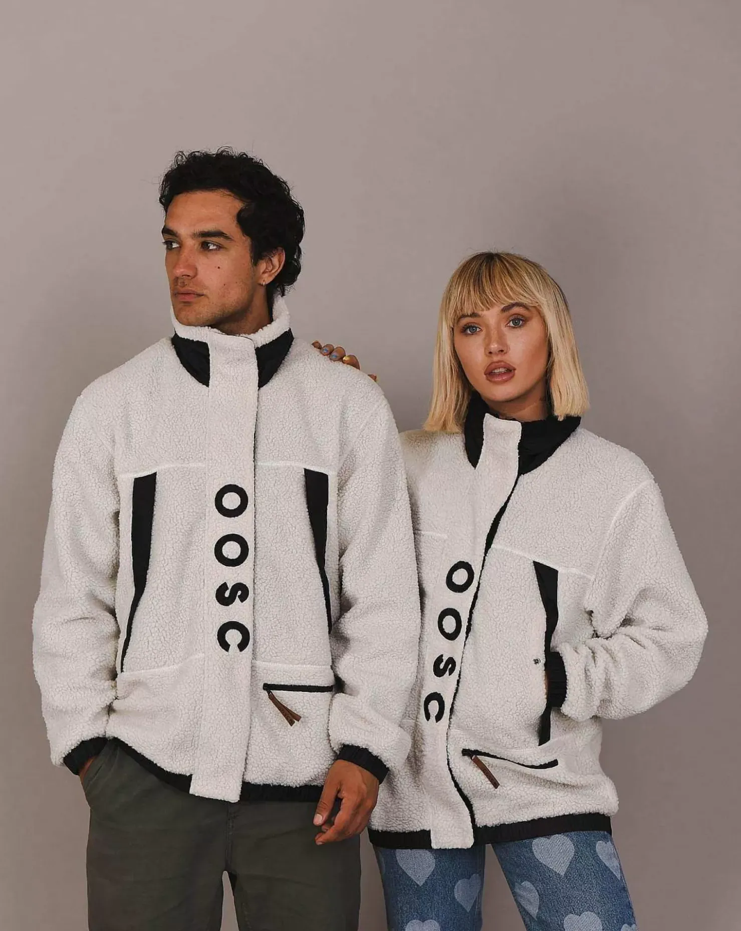 Women OOSC Fleece>Sherpa Fleece Jacket White / Black - Women'S