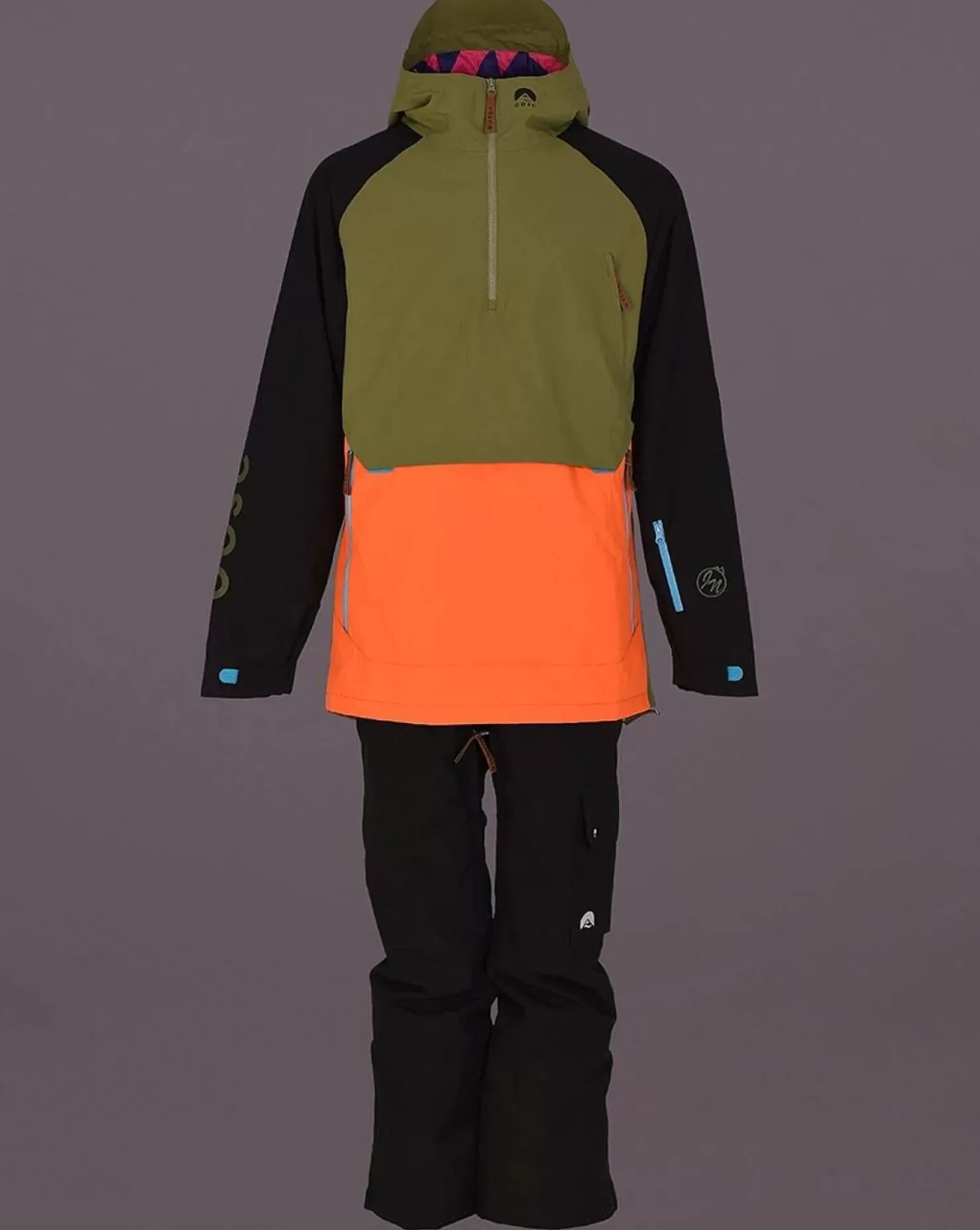 Men OOSC Snow Jackets>Snow Park Overhead Jacket - Orange & Khaki