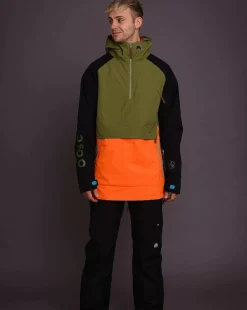 Men OOSC Snow Jackets>Snow Park Overhead Jacket - Orange & Khaki