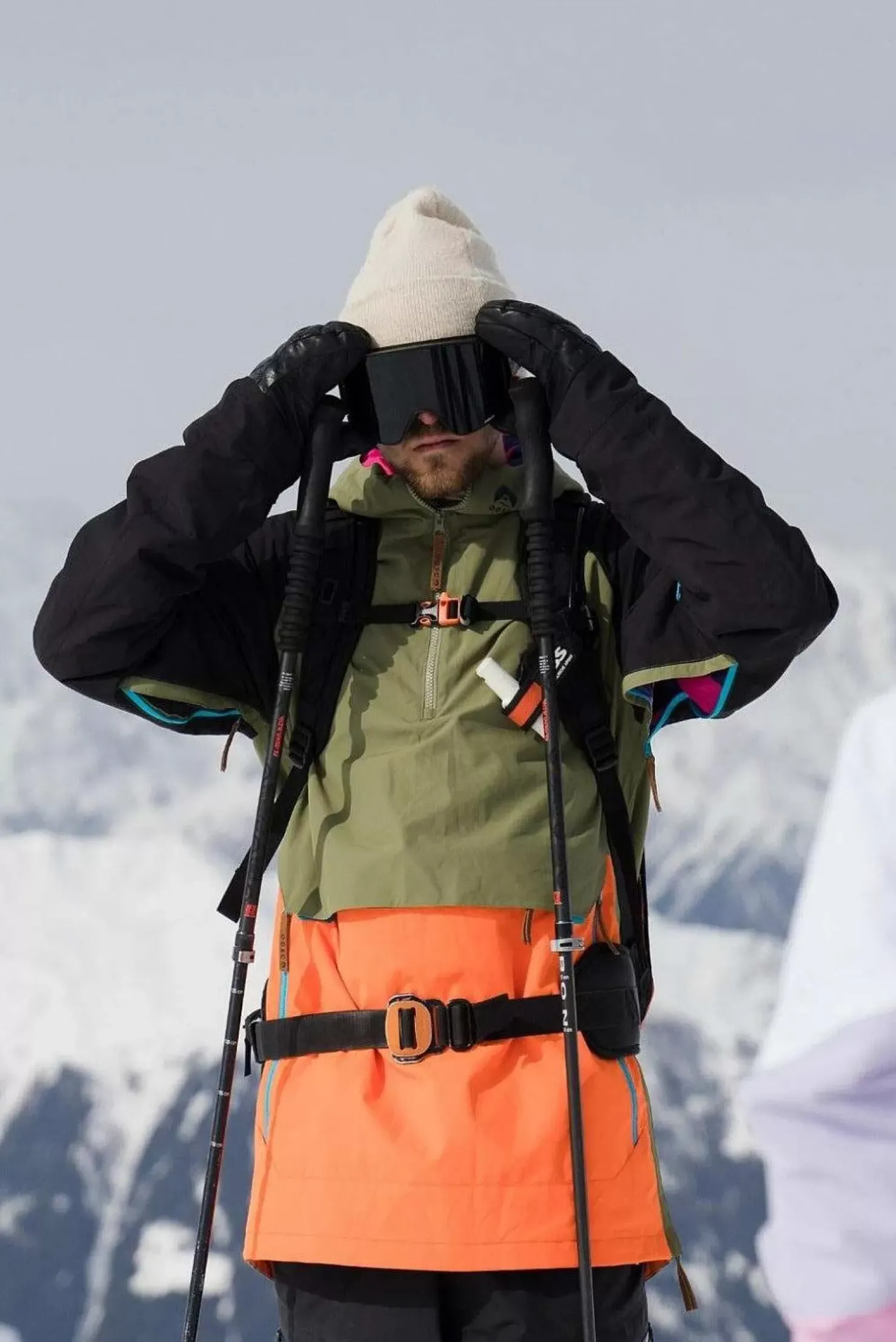 Men OOSC Snow Jackets>Snow Park Overhead Jacket - Orange & Khaki