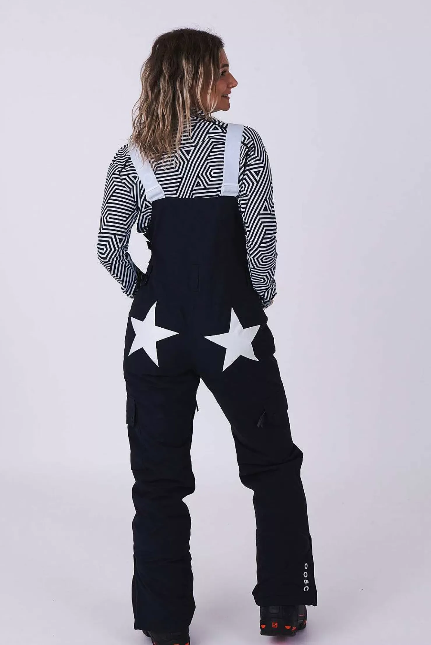 Women OOSC Yeh Girl Jackets & Bib Pants>Yeh Girl Ski & Snowboard Bib Pant - Katie Ormerod Black Stars Signature Line