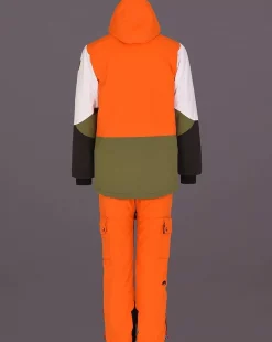 Men OOSC Snow Jackets>Yeh Man Men'S Ski & Snowboard Jacket - Orange, Khaki & White