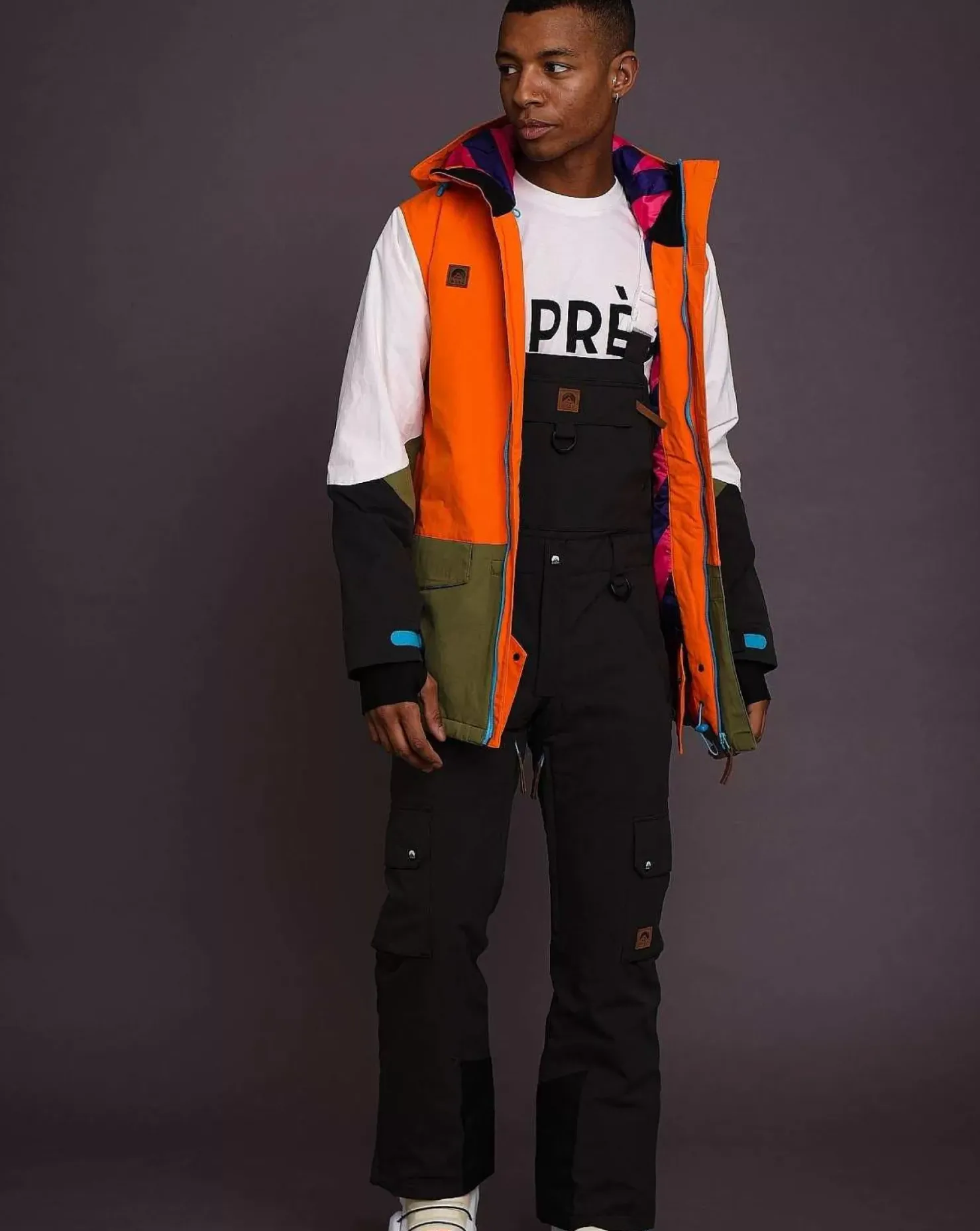 Men OOSC Snow Jackets>Yeh Man Men'S Ski & Snowboard Jacket - Orange, Khaki & White